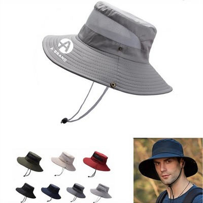 Unisex Breathable Wide Brim Bucket UPF50+ Sun Fishing Hat