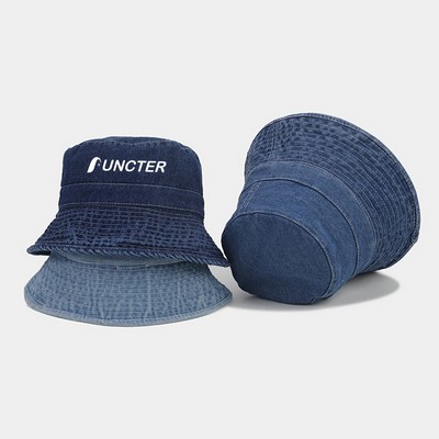 Summer Washed Denim Bucket Hat Beach Sun Hat